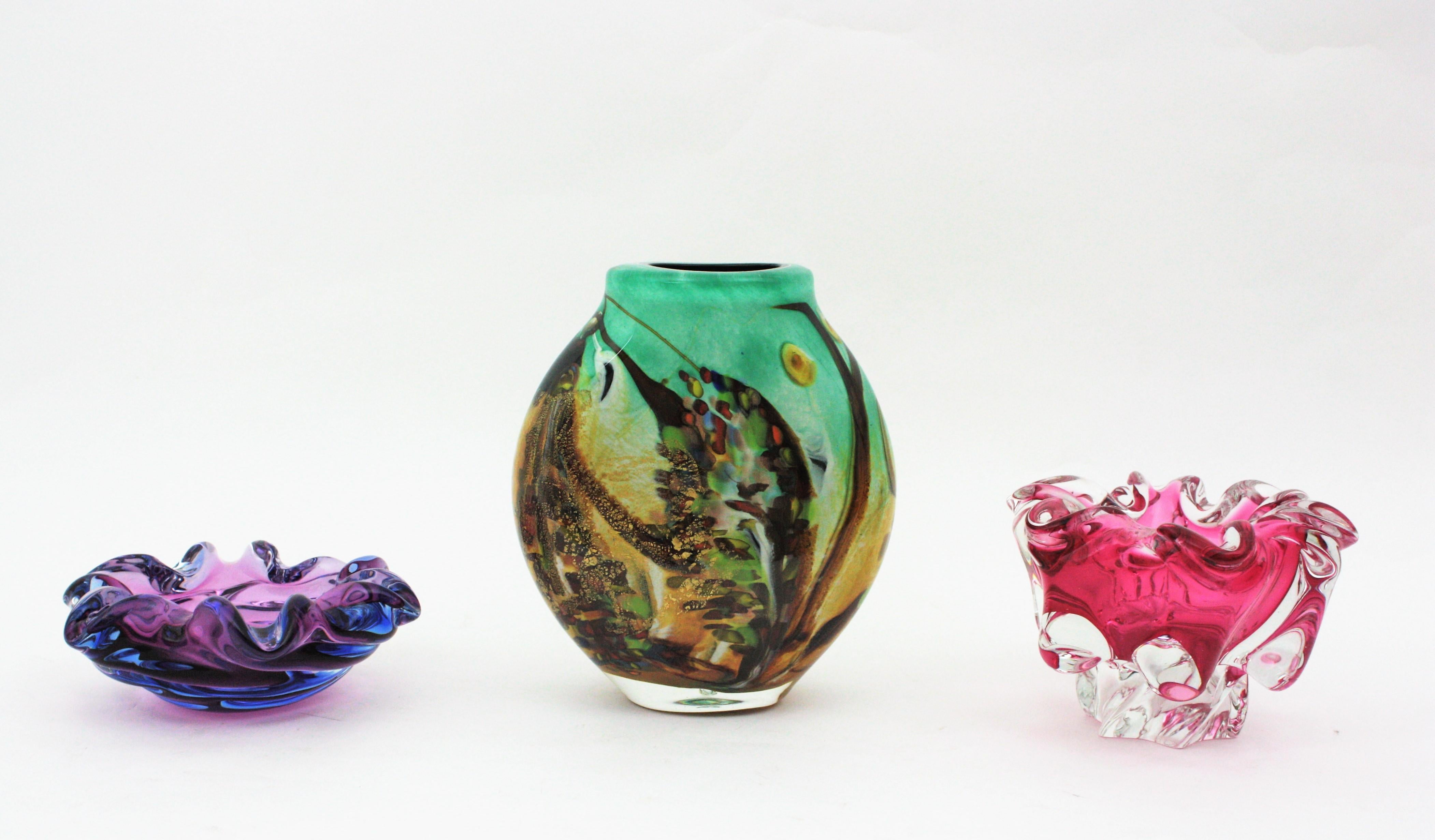 Mid-Century Modern AVEM Murano Tutti Frutti Murrine Multicolor Art Glass Vase, 1950s  For Sale
