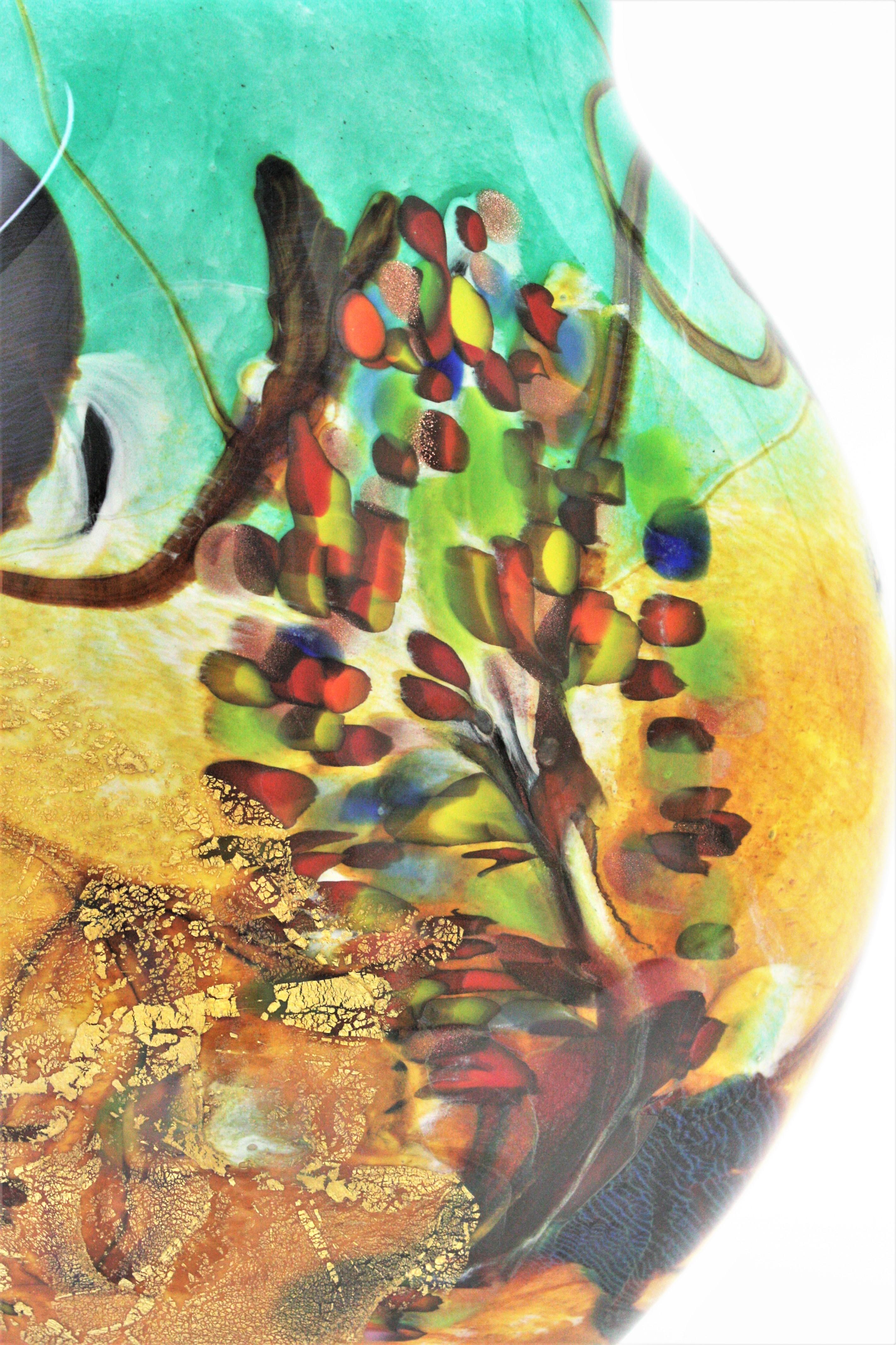Hand-Crafted AVEM Murano Tutti Frutti Murrine Multicolor Art Glass Vase, 1950s  For Sale