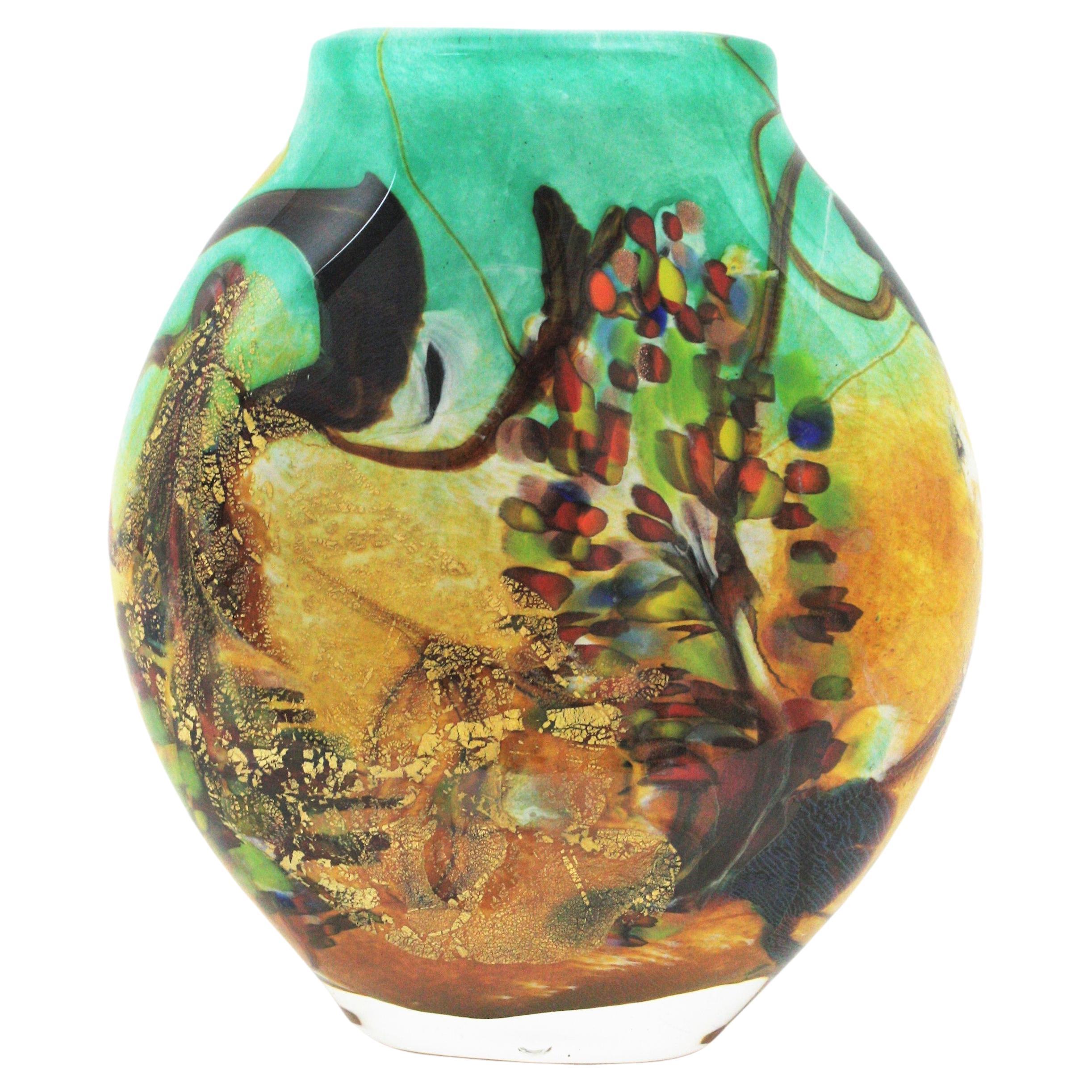 Vase en verre d'art multicolore Tutti Frutti Murrine de Murano, années 1950 