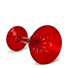 Avem Murano Venetian Midcentury Red Champagne Glass with Gold Aventrine