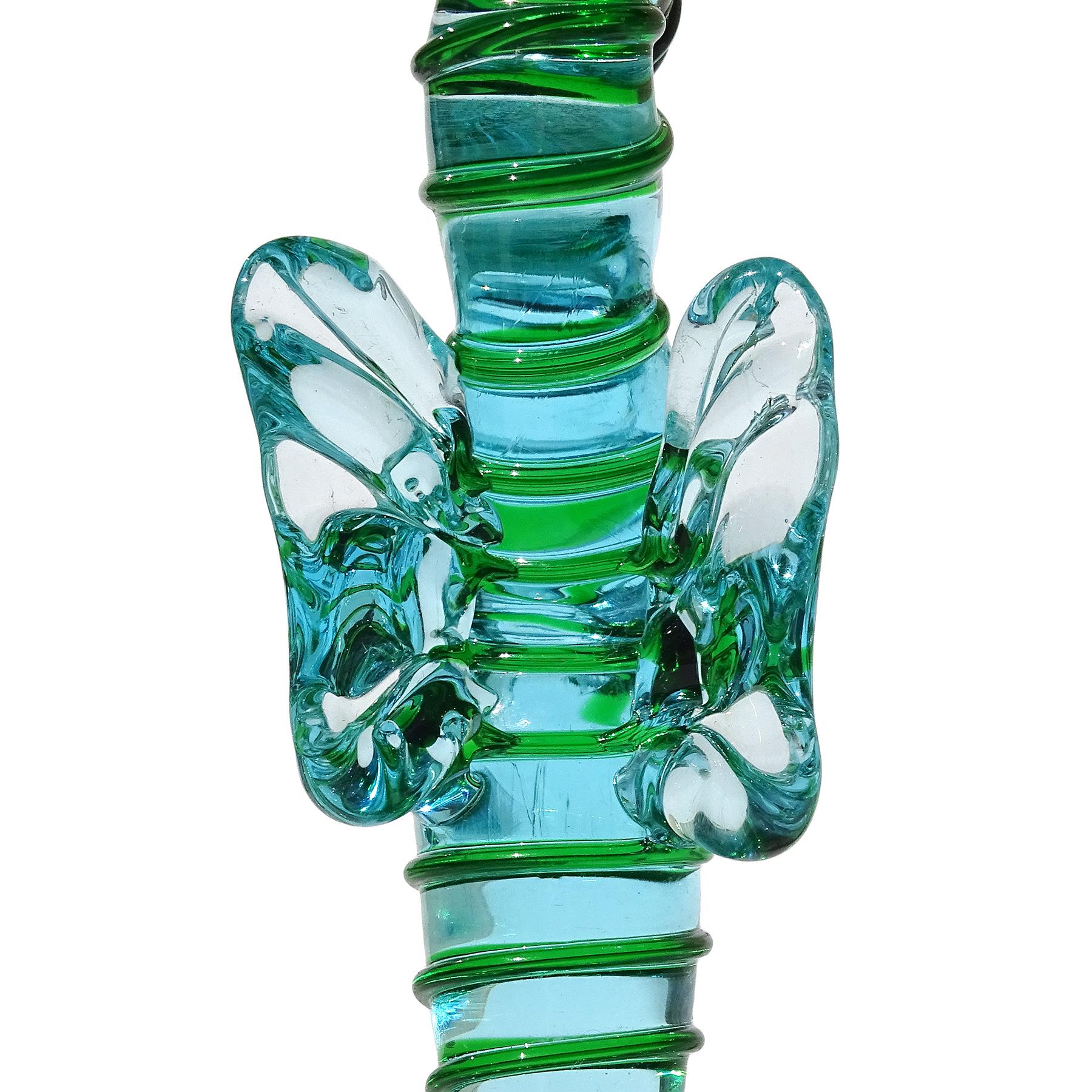 Hand-Crafted A.Ve.M. Murano Vintage Blue Green Italian Art Glass Seahorse Figurine Sculpture