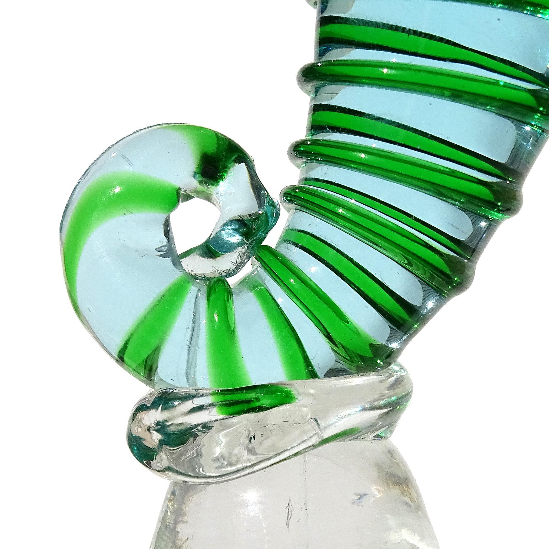 A.Ve.M. Murano Vintage Blue Green Italian Art Glass Seahorse Figurine Sculpture In Good Condition In Kissimmee, FL