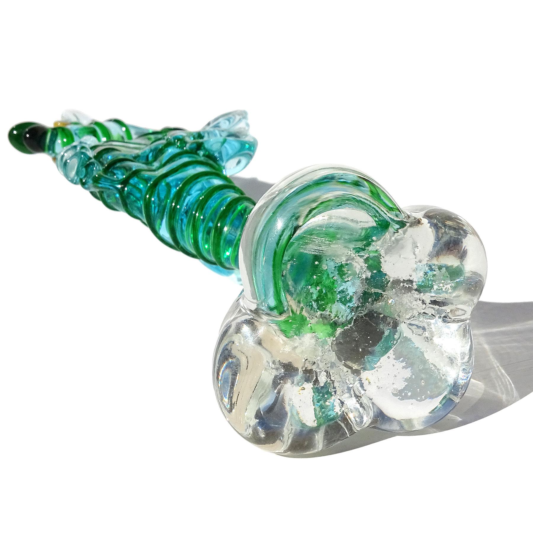 20th Century A.Ve.M. Murano Vintage Blue Green Italian Art Glass Seahorse Figurine Sculpture