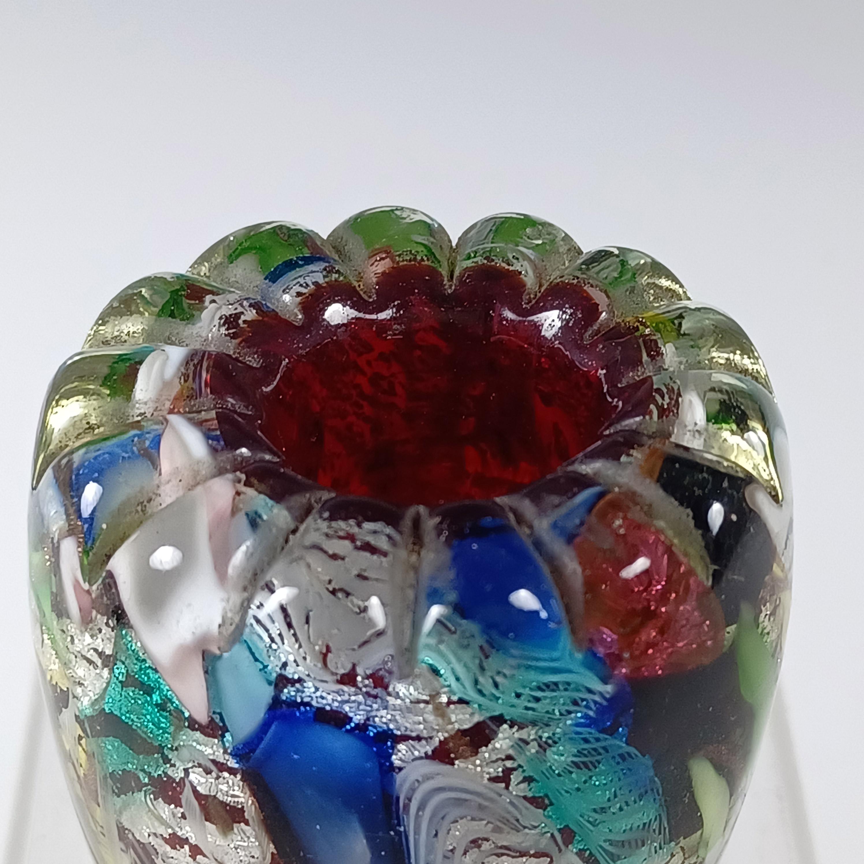 AVEM Murano Zanfirico Bizantino / Tutti Frutti Mini Jarrón de cristal rojo en Bueno estado para la venta en Bolton, GB