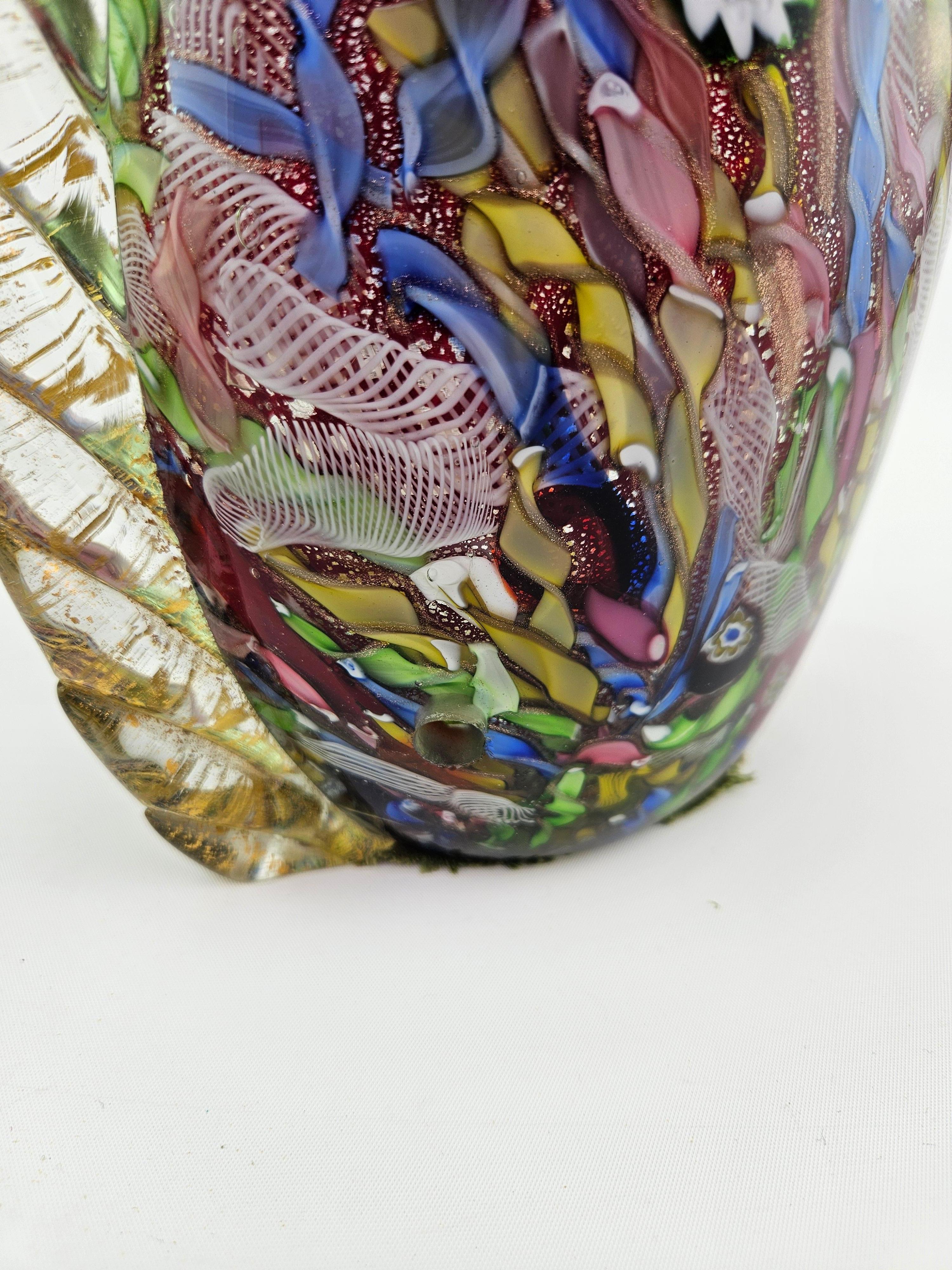 AVEM Murano Zanfirico Bizantino „Tutti Frutti“ Rote Glasvase, AVEM im Angebot 9