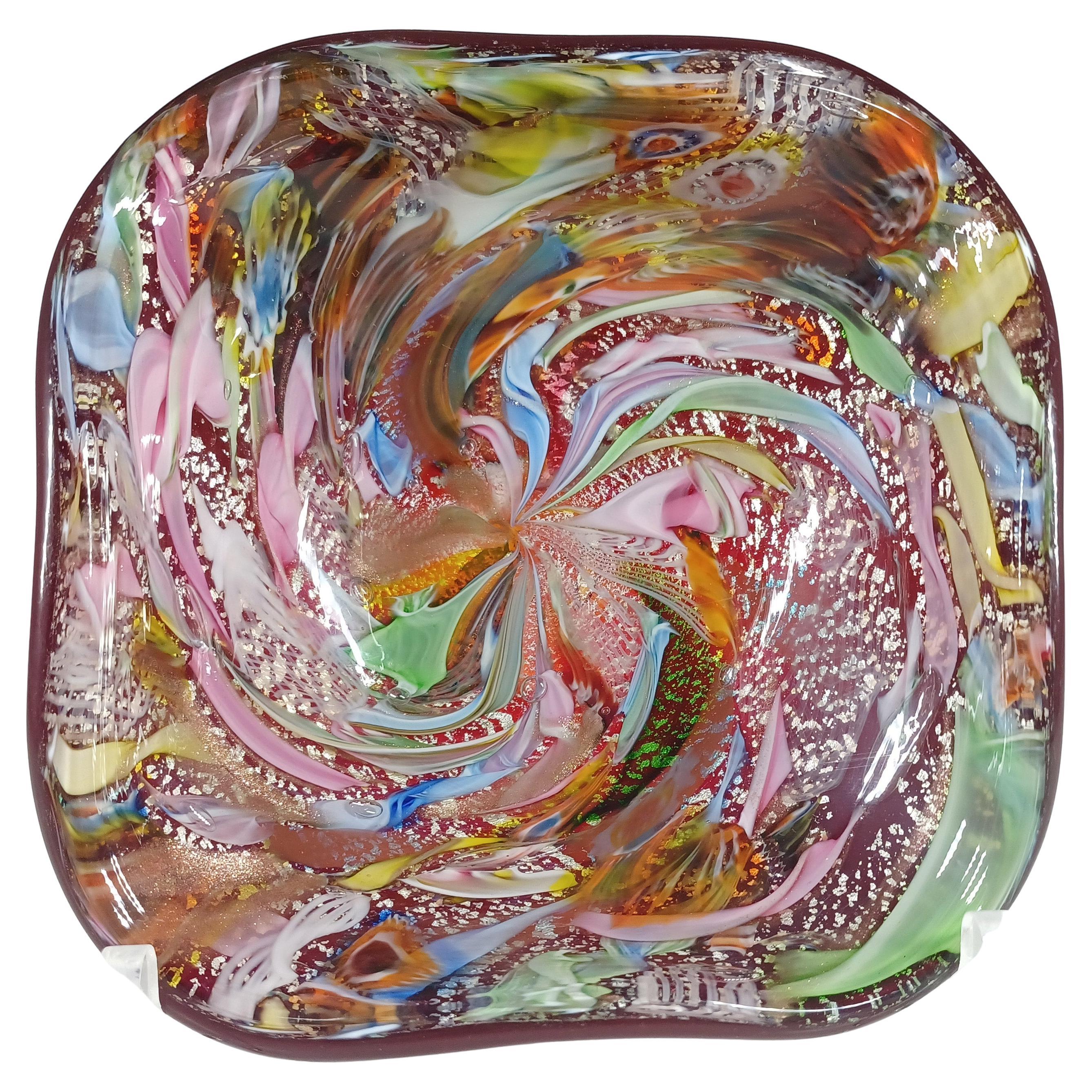 AVEM Murano Zanfirico Bizantino / Tutti Frutti Vintage Glass Bowl
