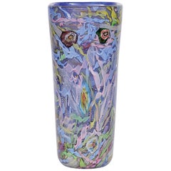 AVeM Vase, Artistic Blown Murano Glass, Multicolored and Blue, circa 1950