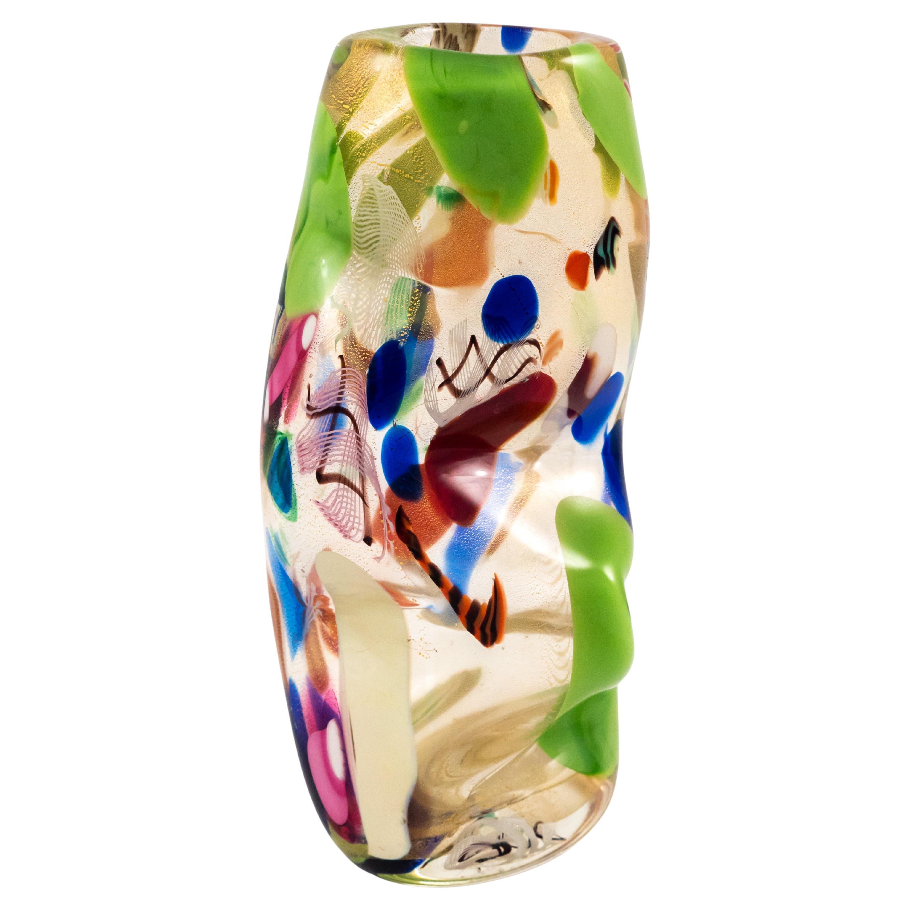 A.V.E. M. Vaso in vetro di Murano Zanfirico Bizantino
