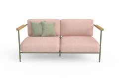 Customizable Modern Loveseat Avenida México, Solid wood, Metal and upholstery.