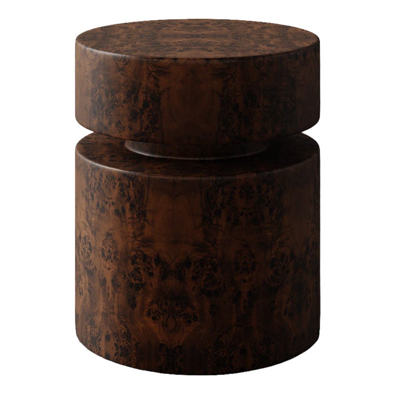 "Avenir" Burl Wood Side Table (Walnut) by Christiane Lemieux