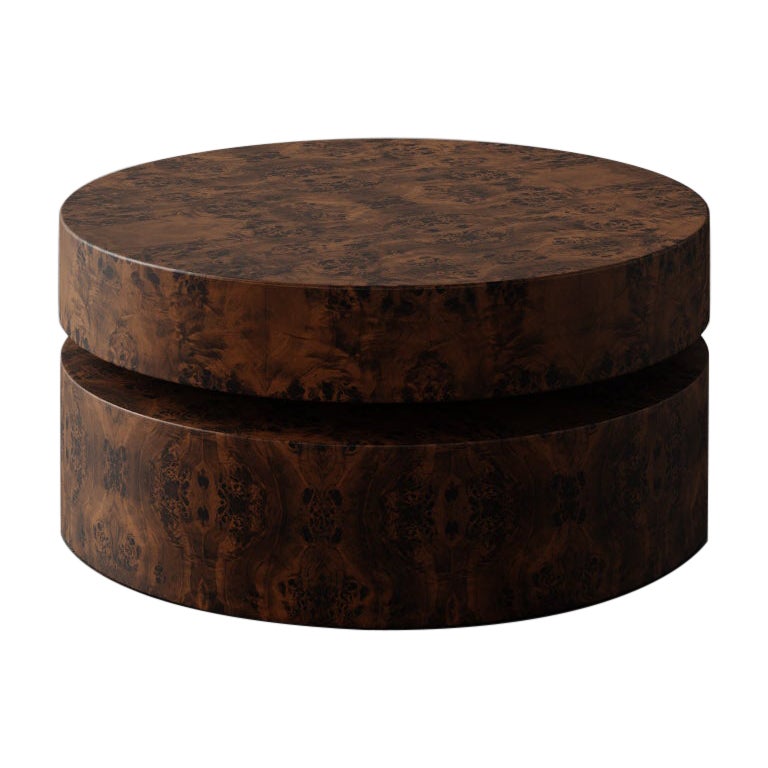 Table basse "Avenir" en bois de ronce de noyer par Christiane Lemieux