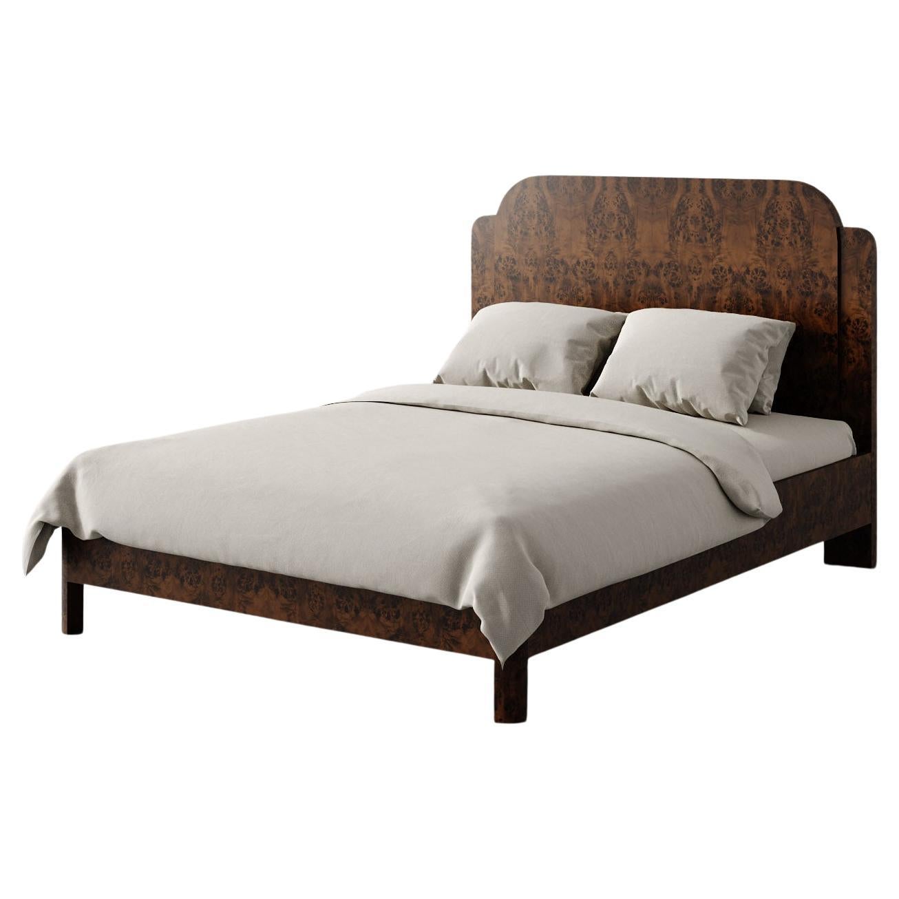 "Avenir" Walnut Burl Wood Platform Queen Bed by Christiane Lemieux