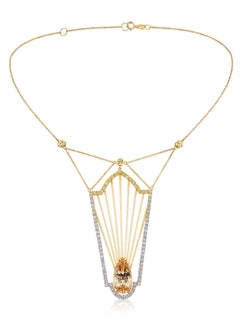 Aventina-Spencer, 10.00 Carat Imperial Topaz, Fancy Diamond, Sapphire Necklace