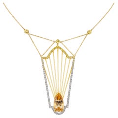 Halskette mit Aventina-Spencer, 10,00 Karat kaiserlicher Topas, ausgefallener Diamant, Saphir