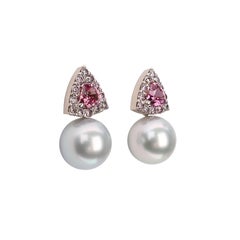Aventina-Spencer, Lavender Diamond, Malaya Garnet and Tahitian Pearl Earrings