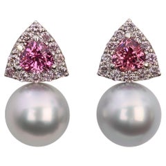 Aventina-Spencer, Lavender Diamond, Malaya Garnet and Tahitian Pearl Earrings