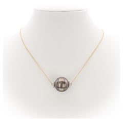 Aventina-Spencer, 'Luna' Circled Tahitian Pearl, Diamond and 18k Gold Necklace