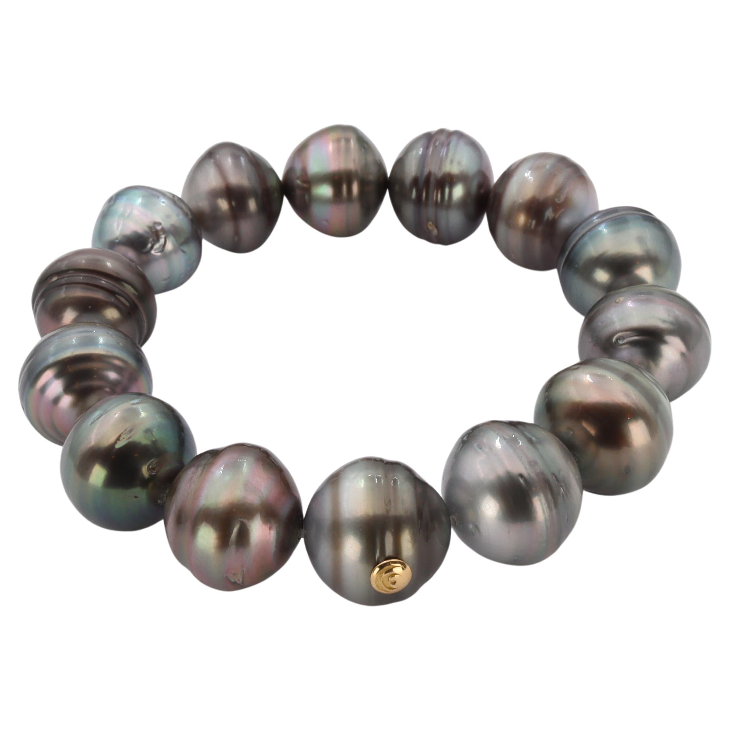 Aventina-Spencer / Marc'Harit Conscious Large Circled Tahitian Pearl Bracelet For Sale