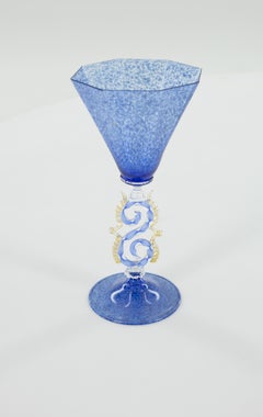 Aventurine and Gold Serpent Goblet, Murano, Italy, Circa 1960s