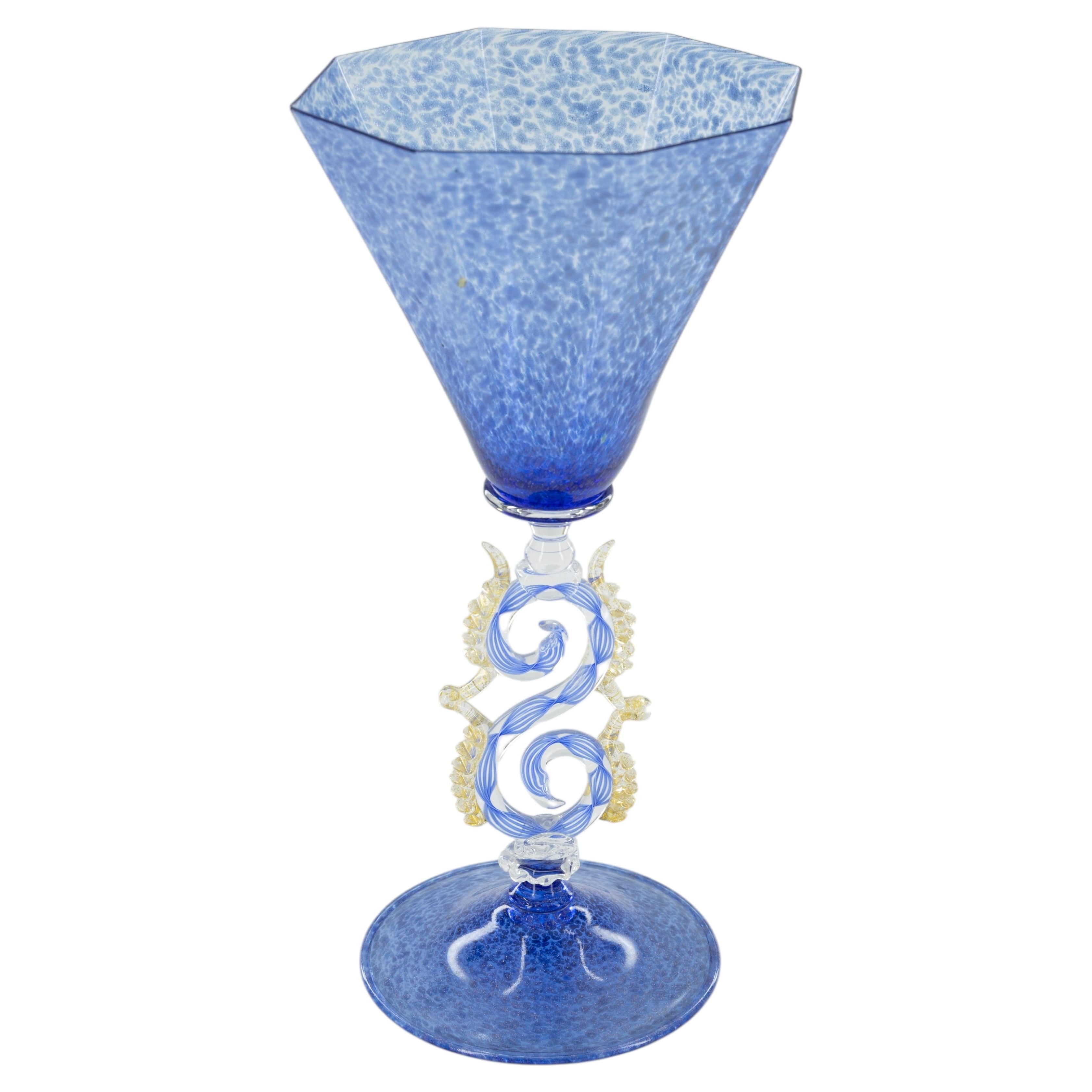 Aventurine and Gold Serpent Goblet, Murano, Italy, Circa 1960s