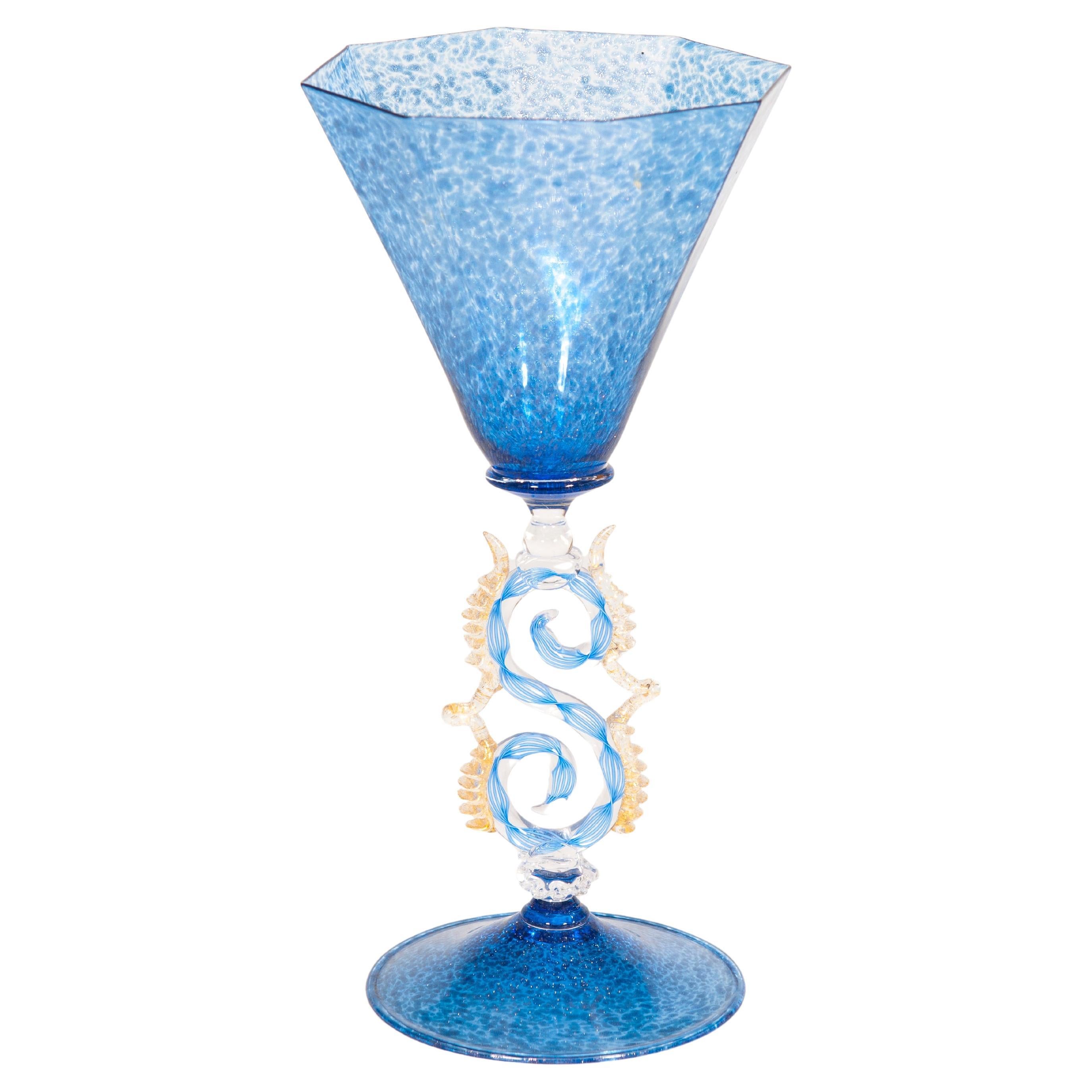 Aventurine and Serpent Goblet, Murano, Italy, Circa 1960s For Sale