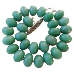 Aventurine Faceted Rondelle Beaded Necklace with Abalone Toggle