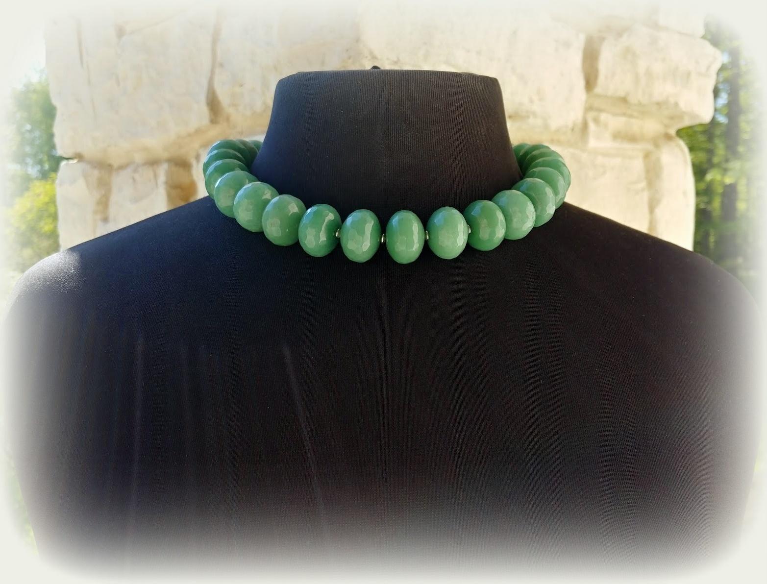 Aventurine Faceted Rondelle Necklace with Abalone Toggle In Excellent Condition For Sale In Chesterland, OH