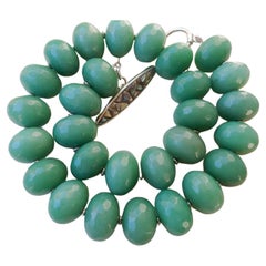 Aventurine Faceted Rondelle Necklace with Abalone Toggle