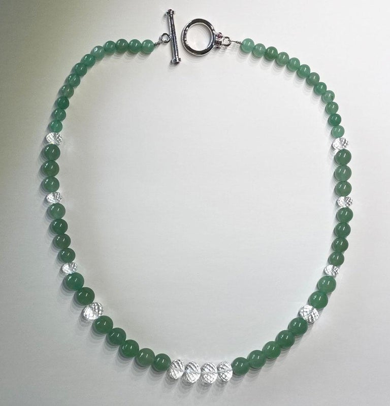Green Aventurine Faceted Rondelle Beads Necklace - 5x8mm Natural Stone, 18" Handmade Choker For Women