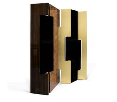Avenue Folding Screen - Hand-Crafted Gold Leaf Marquetry Wood - Boca do Lobo