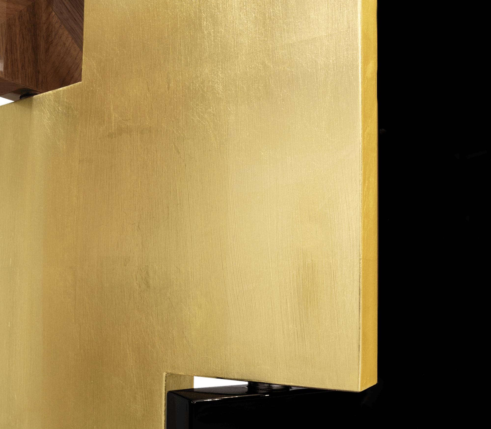 Metal Avenue Folding Screen - Hand-Crafted Gold Leaf Marquetry Wood - Boca do Lobo For Sale
