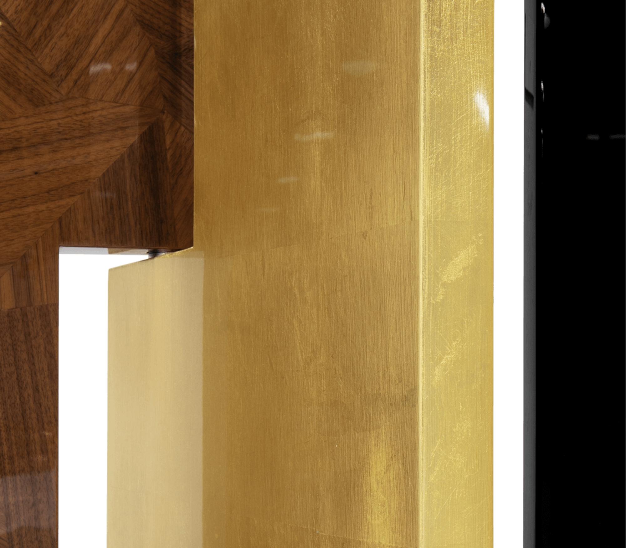 Avenue Folding Screen - Hand-Crafted Gold Leaf Marquetry Wood - Boca do Lobo For Sale 2