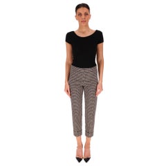 Avenue Montaigne Houndstooth Pattern Cotton Blend Trousers
