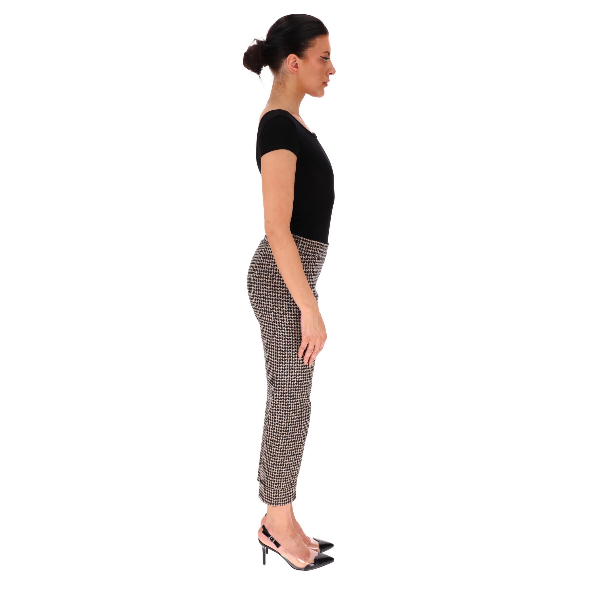 Avenue Montaigne Pantalones de mezcla de algodón con estampado de pata de gallo Gris en venta