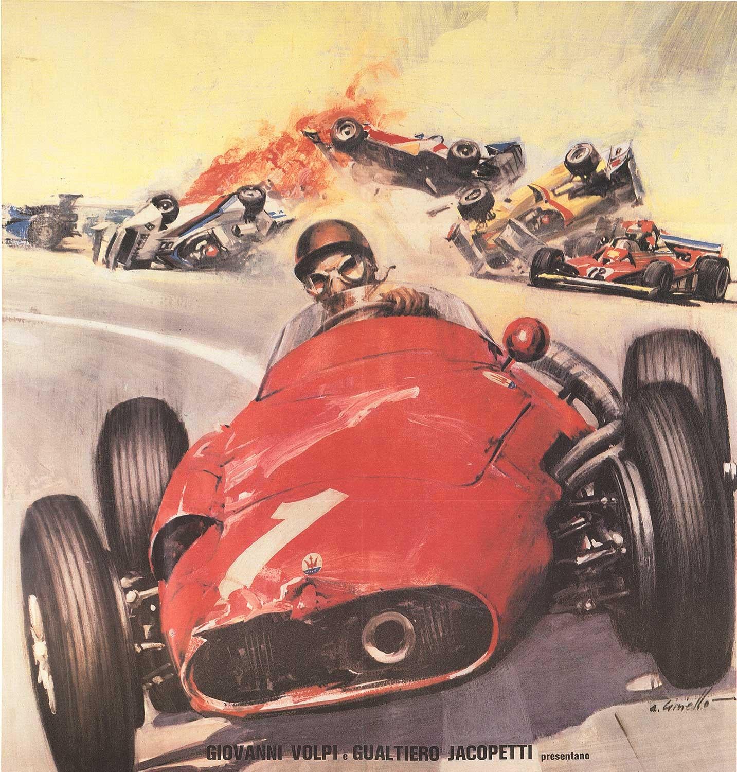 Original Fangio Una Vita a 300 All'ora, Italian movie poster.  Size:  40