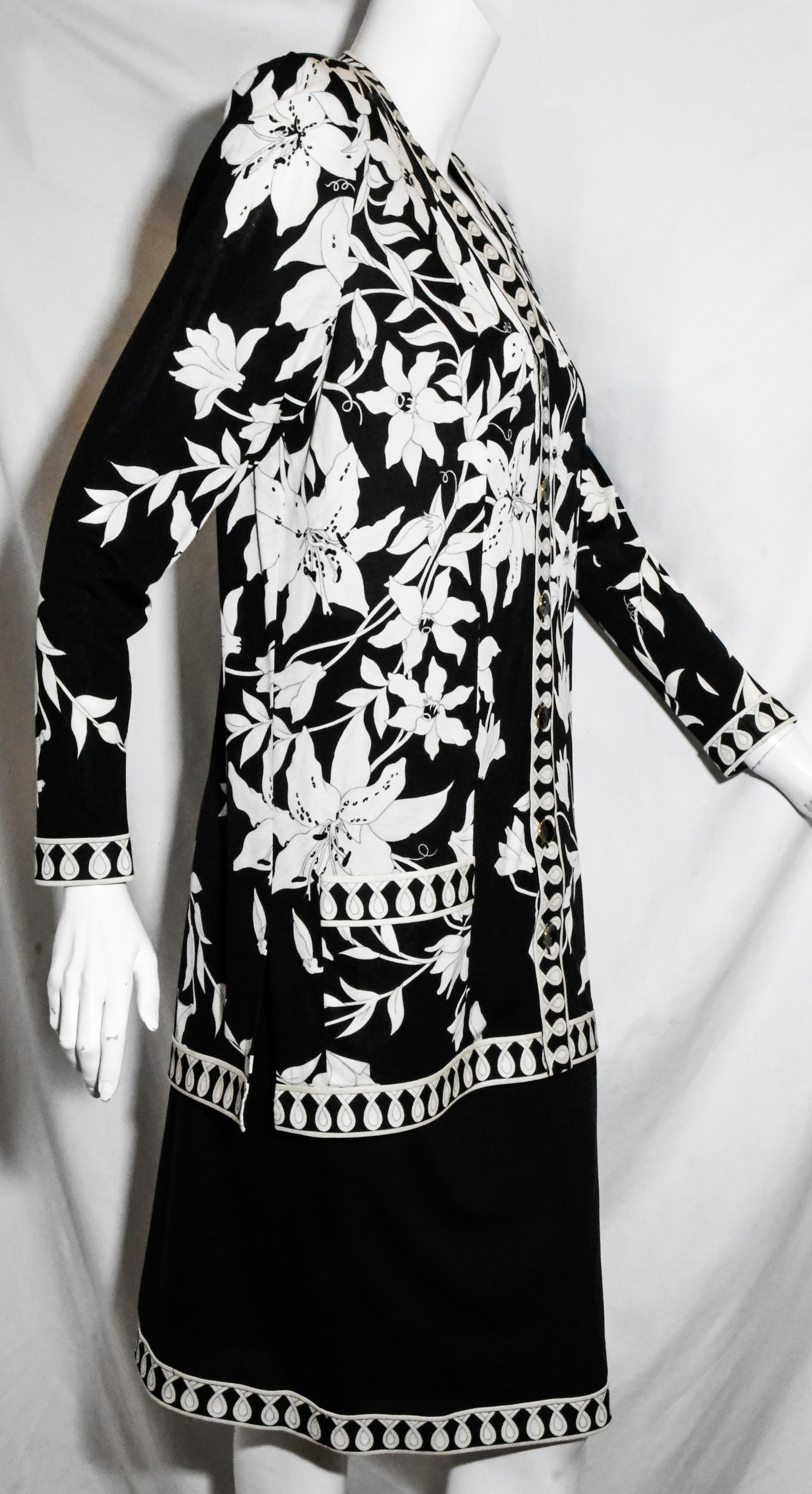 Averardo Bessi Black and White Silk Skirt Suit In Excellent Condition In Palm Beach, FL