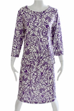 Averardo Bessi Blouse & Skirt Suit 2pc Purple White Floral Abstract Italy 12/10