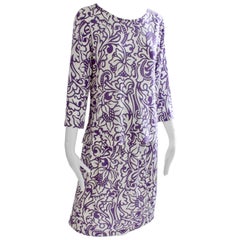 Averardo Bessi Blouse & Skirt Suit 2pc Purple White Floral Abstract Italy 12/10