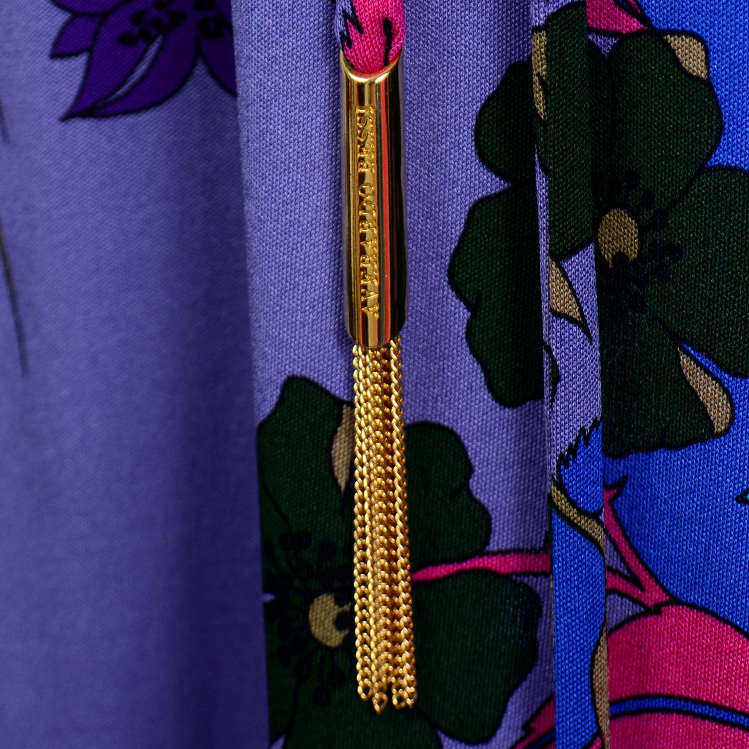 Averardo Bessi Italy Vintage Purple Floral Silk Jersey Dress With Belt 6