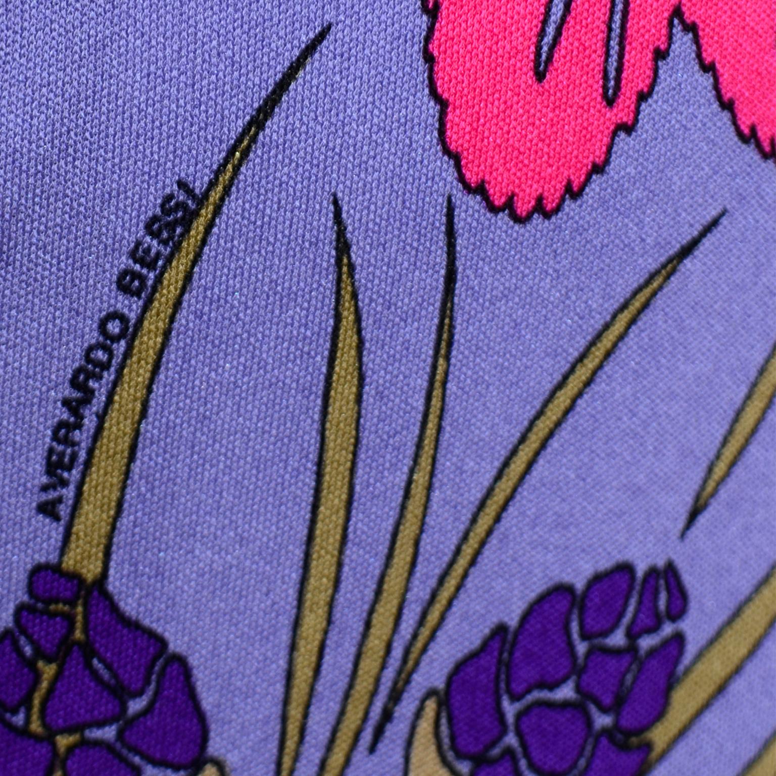 Averardo Bessi Italy Vintage Purple Floral Silk Jersey Dress With Belt 7