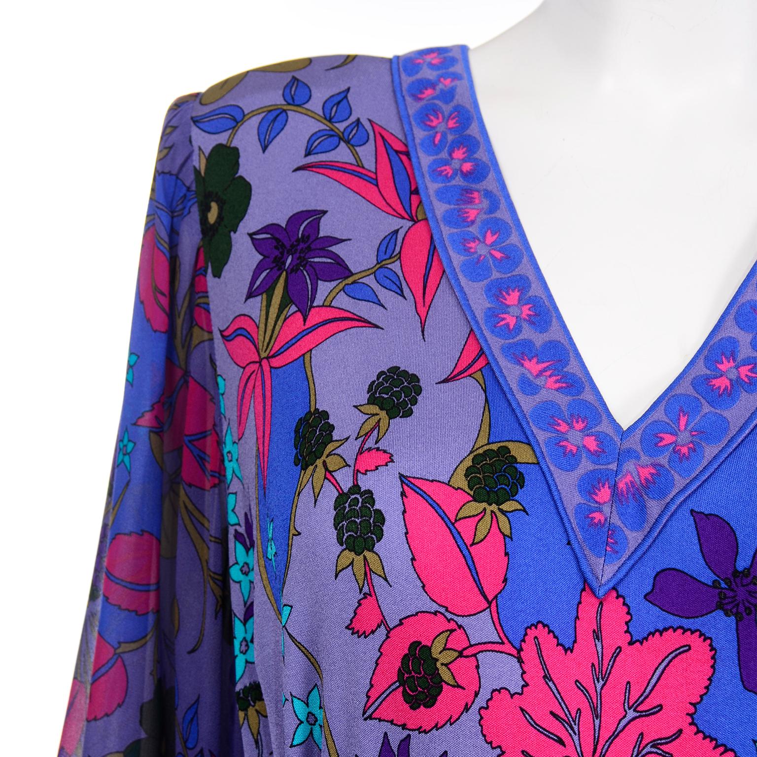 Averardo Bessi Italy Vintage Purple Floral Silk Jersey Dress With Belt 3