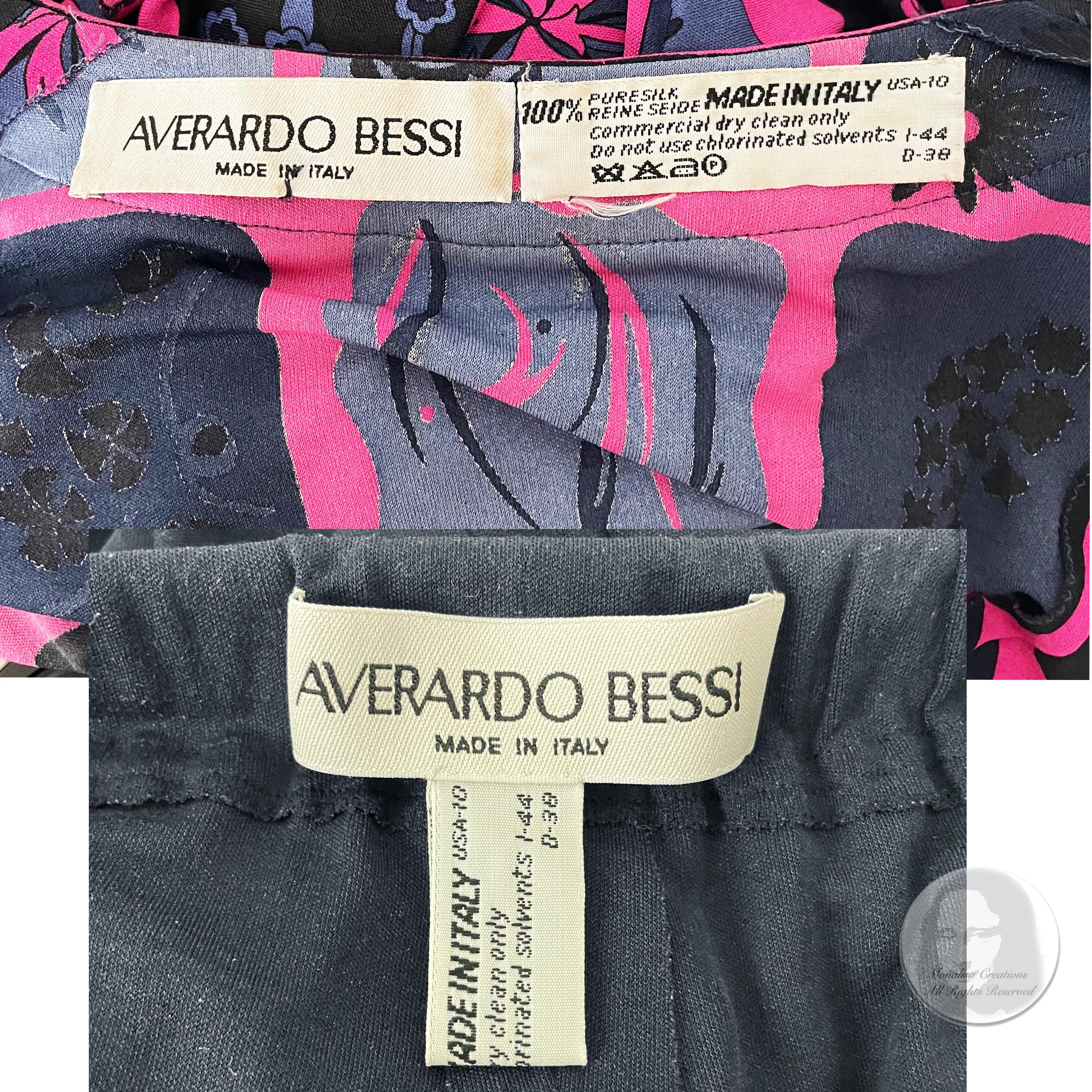 Averardo Bessi Suit Top Pants Belt 3pc Silk Jersey Floral Print Size 44 Rare 90s For Sale 7