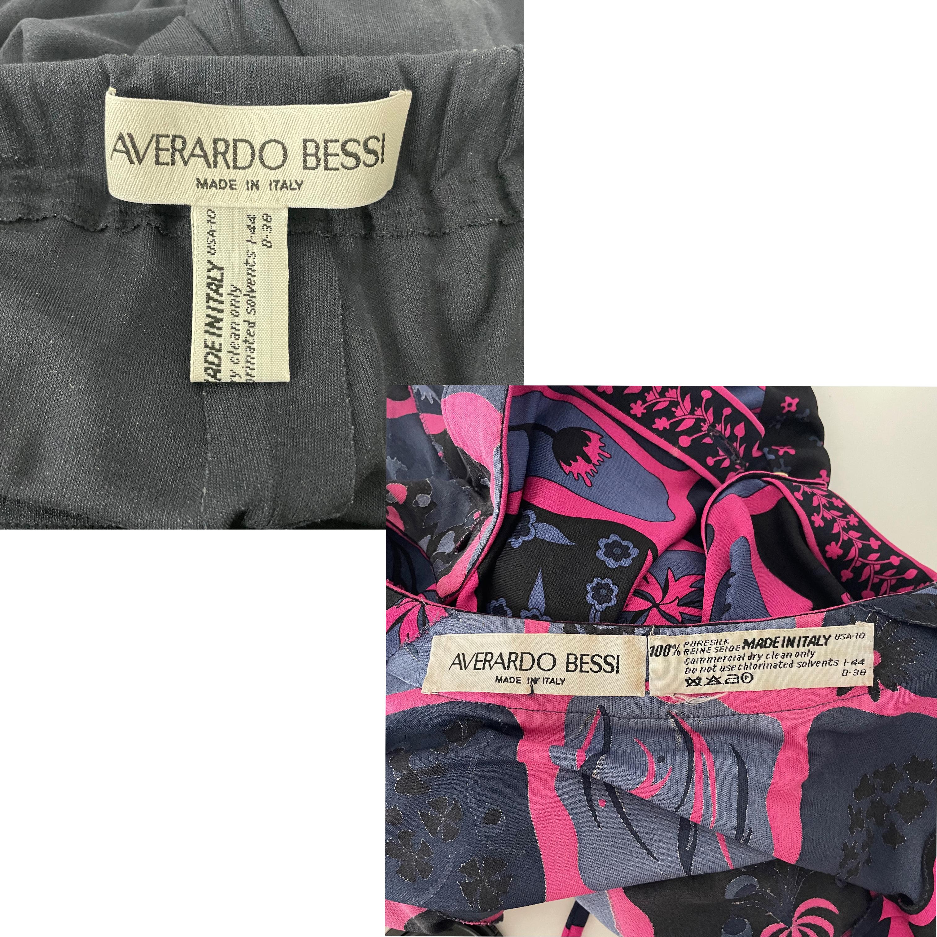 Averardo Bessi Suit Top Pants Belt 3pc Silk Jersey Floral Print Size 44 Rare 90s For Sale 9