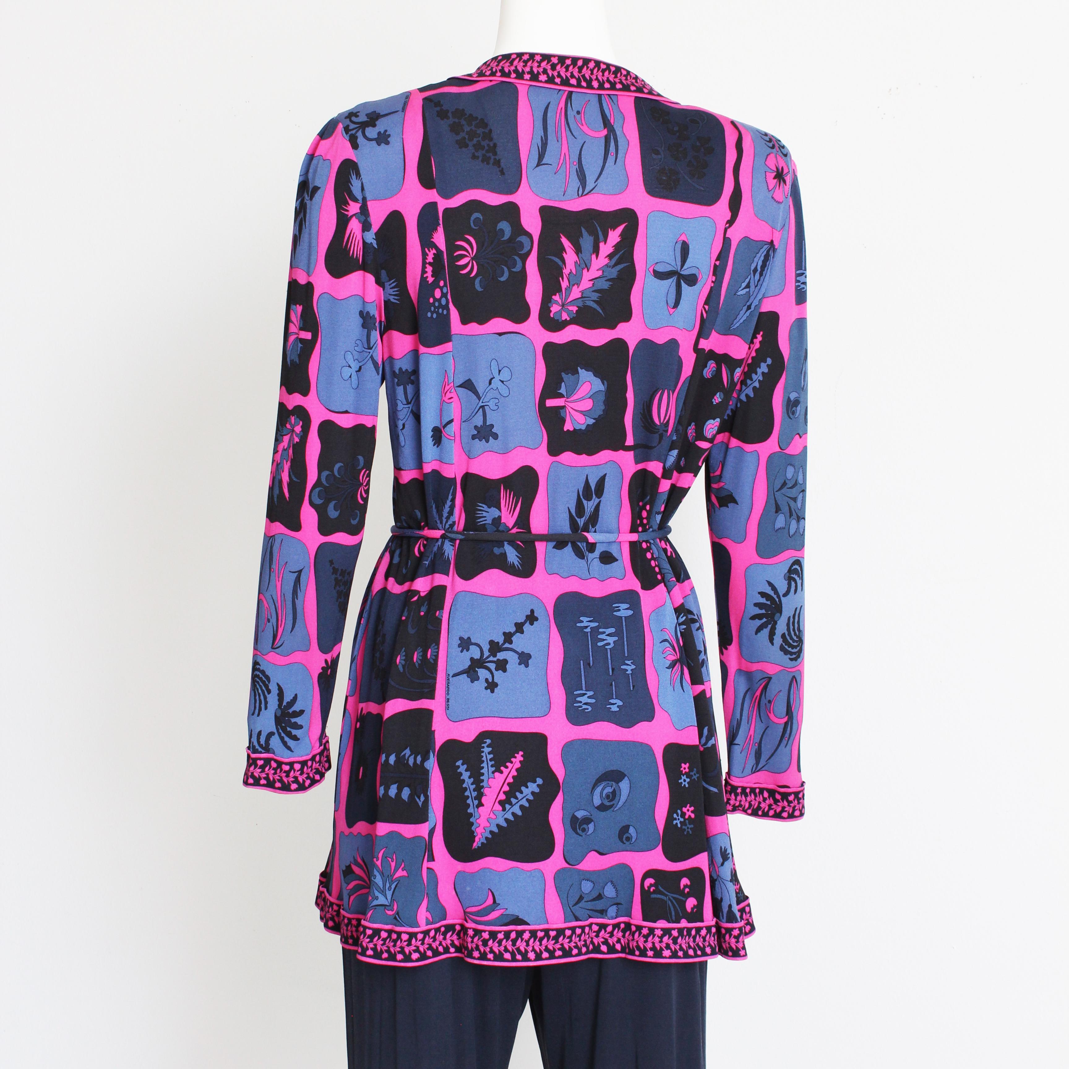 Averardo Bessi Suit Top Pants Belt 3pc Silk Jersey Floral Print Size 44 Rare 90s For Sale 3