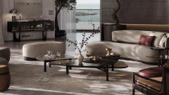 Avery Coffee Table: A Masterpiece in Solid Chocolate Oak and Kiln Cast Glass