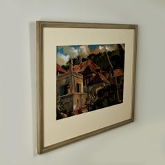 Tropical Watercolor Painting with Buildings by Avery Johnson