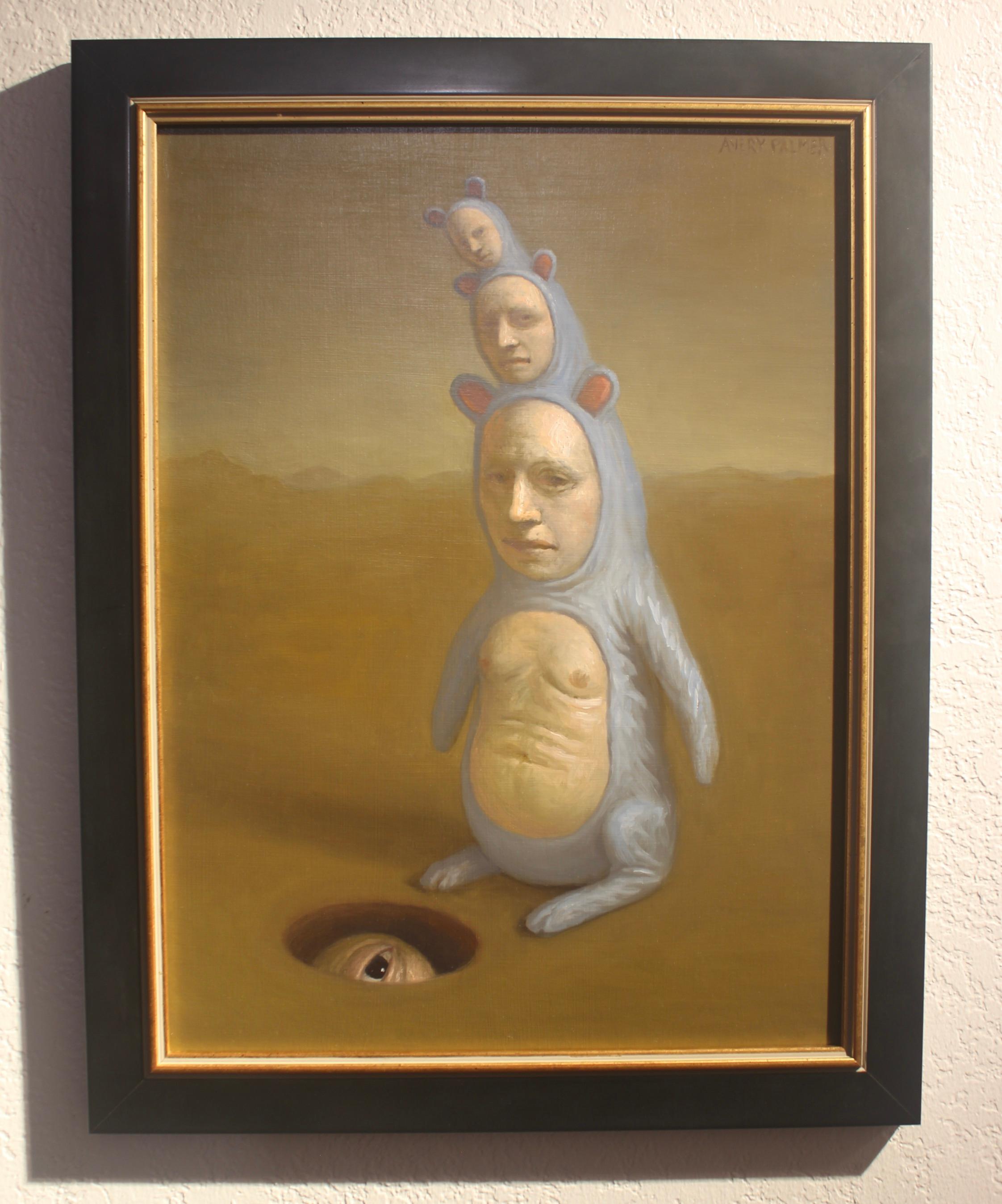 A Peculiar Discovery, Avery Palmer, Ölgemälde, Pop- Surrealistische Figuren auf Reisen im Angebot 1