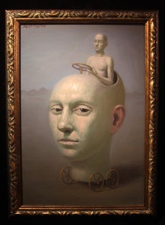 Driven, Avery Palmer, Oil painting, pop surreal figure and toy, outdoors setting