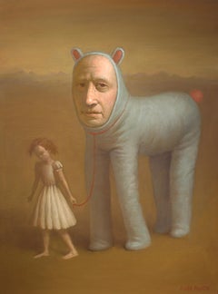 The Improbable Pair, Avery Palmer, Oil painting, pop surreal figures traveling