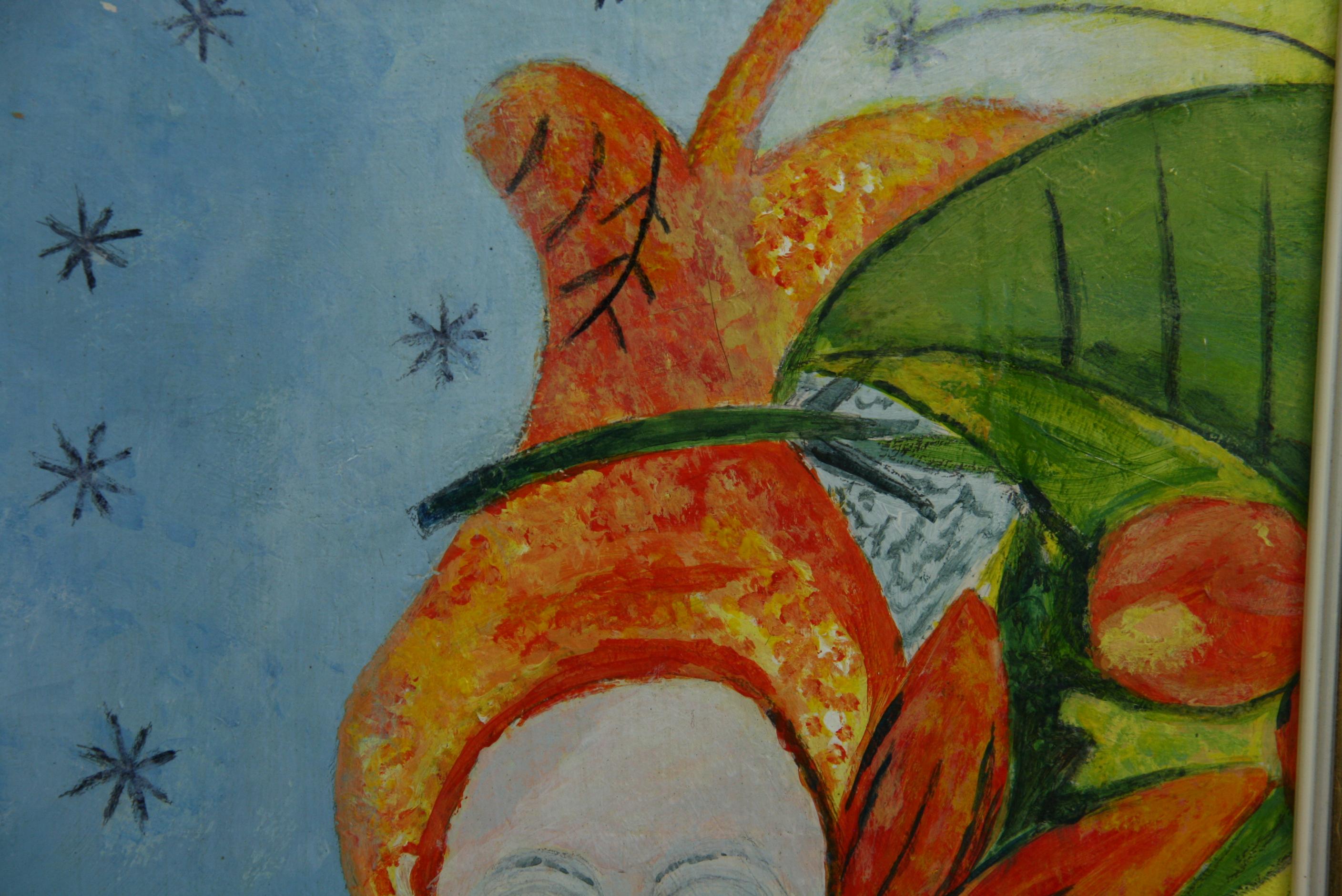 Vintage Tropical Italiano   Mujer  Fantasía Figurativa Años 70 en venta 2